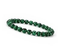 Unique Gems Braccialetto per bambini con perline di malachite naturale da 6 mm ed elastico 13-15 cm per maschietti e femminucce Realizzato a mano in Germania