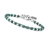 Unique Gems Buddha Stainless Steel - Bracciale da donna con pietra naturale, 5 mm, in acciaio inox ipoallergenico, qualità gioielliere, 16cm bis 20cm, Acciaio inossidabile, Malachite
