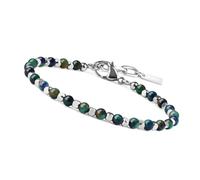 Unique Gems Buddha Stainless Steel - Bracciale da donna con pietra naturale, 5 mm, in acciaio inox ipoallergenico, qualità gioielliere, 16cm bis 20cm, Acciaio inossidabile, Malachite (Chrysocol)