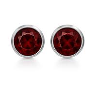 Unique Gems - Orecchini a perno in argento 925 con granato, rotondi, diametro 8 mm, in argento Sterling 925