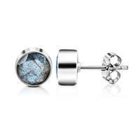 Unique Gems - Orecchini da donna in argento 925 con labradorite, rotondi, diametro 8 mm, in argento Sterling 925