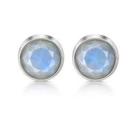 Unique Gems - Orecchini da donna in argento Sterling 925 con pietra di luna, rotondi, diametro 8 mm, diametro