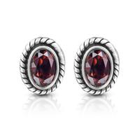 Unique Gems Orecchini da donna in granato rosso, in argento sterling 925, fatti a mano, con vera gemma boho vintage gioielli regalo