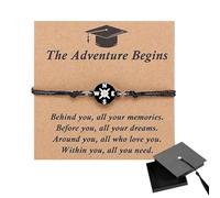 Unique Grad Cap Box 2026 Regali di Laurea per lei/lui Bracciale unisex regolabile con tessera Bracciale bussola di laurea per laureati di scuola media/superiore/università (Corda nera) (B)