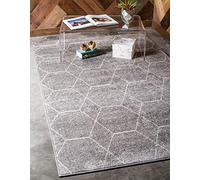 Unique Loom Tappeto con traliccio della collezione Frieze, design moderno in stile marocchino, motivo geometrico reticolato (1,2 x 1,8 m, rettangolare, grigio chiaro/avorio)