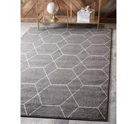 Unique Loom Trellis Freeze Collection - Tappeto moderno con motivo geometrico a reticolo di ispirazione marrocchina (5 '0 x 8' 0 rettangolare, grigio scuro/avorio)