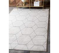 Unique Loom Trellis Freeze Collection - Tappeto moderno con motivo geometrico a reticolo di ispirazione marrocchina (4 '0 x 6' 0 rettangolare, avorio/grigio)