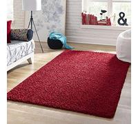 Unique Loom Zuniga Solid Shag Collection Tappeto moderno in peluche rosso ciliegia (2,8 m x 3,5 m)