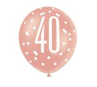 Unique- Number Latex Balloons-12 | Rosegold | 6 PCS. Numero Palloncini in Lattice Compleanno-30 cm-Compleanno Glitz Oro Rosa-Confezione da 11, Rose Gold, Età 40, 84918