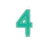 Unique Nummer 4 Candela di Compleanno-9 cm-Forma Bordo Rialzato-Colore Verde-1 Pezzo (Confezione da 1), Green, 11794