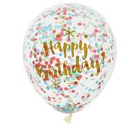Unique- Palloncini Coriandoli Compleanno-30 cm-Oro Scintillante-Confezione da 6, Multicolore, 58225