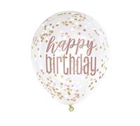Unique- Palloncini di Coriandoli-30 cm-Compleanno Glitz Oro Rosa-Confezione da 6, Rose Gold, 84926