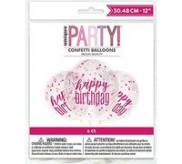 Unique- Palloncini di Coriandoli-30 cm-Compleanno Glitz Rosa e Argento-Confezione da 6, Pink & Silver, 56452