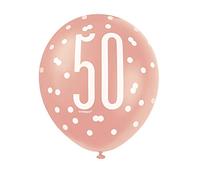 Unique- Palloncini in Lattice Compleanno-30 cm-Compleanno Glitz Oro Rosa-Confezione da 12, Rose Gold, Età 50, 84919