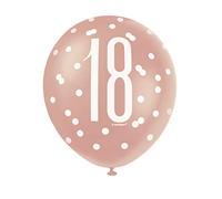 Unique- Palloncini in Lattice per Il 18° Compleanno-30 cm-Compleanno Glitz Oro Rosa-Confezione da 8, Rose Gold, 84915