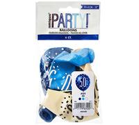 Unique- Palloncini in Lattice per Il 50° Compleanno-30 cm-Compleanno Glitz Blu e Argento-Confezione da 12, Blue & Silver, 83400