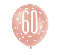 Unique- Palloncini in Lattice per Il 60° Compleanno-30 cm-Compleanno Glitz Oro Rosa-Confezione da 13, Rose Gold, 84920