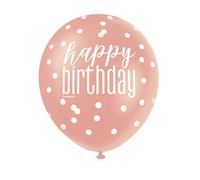 Unique- Palloncini Lattice-30 cm-Compleanno Glitz Oro Rosa-Confezione da 6, Rose Gold, 84912