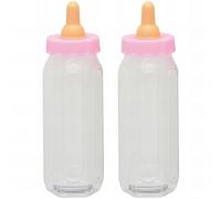 Unique Party 13581 - Bomboniere per Baby Shower - 13 cm - Biberon di Plastica Rosa Riempibili - Confezione da 2