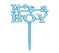 Unique Party 13661 - Decorazione per Cupcake in Plastica per Baby Shower - "It's A Boy" - Blu - Confezione da 8