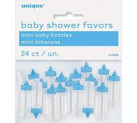 Unique Party 13939 - Bomboniere Baby Shower - 2,5 cm - Biberon di Plastica Blu - Confezione da 24
