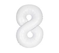 Unique Party 13968 - Palloncino Gigante Numero 8-86 cm - Bianca Opaco