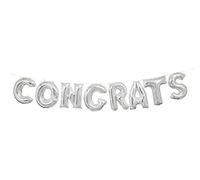 Unique Party 14" Silver Foil Balloon | Pretty Letter Banner Kit Palloncino in Lamina d'Argento, 35,6 cm, con Scritta Congrats