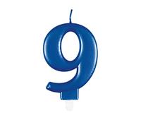 Unique Candela di compleanno 19619 Metallizzato Numero 9 Blu
