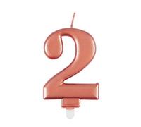 Unique Party 19622 - Candela di Compleanno Metallizzato - Numero 2 - Oro Rosa