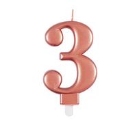 Unique Candela di Compleanno 19623 - Metallizzata Numero 3 Oro Rosa