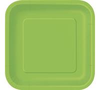 Unique Party 31421 - 18 cm Piatti per Feste Quadrati Verde Lime, Confezione di 16
