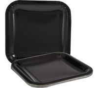 Unique Party- Piatti Quadrati di Carta, Neri, 22.2 cm, 32060