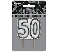 Unique Party 34425 - Candela di 50° Compleanno Nero Brillante
