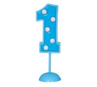 Unique Party 37041 - Topper Lampeggiante per Torte Blu Numero 1