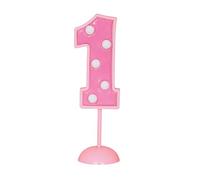 Unique Party 37051 - Topper Lampeggiante per Torte Rosa Numero 1