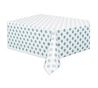 Unique- Dots Plastic Tablecover Tovaglia Plastificata, Pois, Colore Argento (Silver), Confezione da 1, 37283