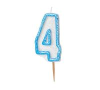 Unique Party 37924 - Numero 4 Candela Blu Brillante