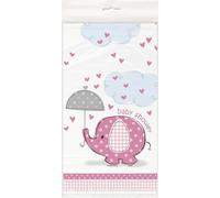 Unique Party 41653 - Tovaglia Plastificata per Baby Shower Elefante Rosa 213 cm x 137 cm