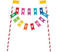 Unique Party 49578 - Bandierine per Torte di Compleanno con Nastri Arcobaleno