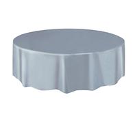 Unique Plastic Tablecover Tovaglia Plastificata Rotonda, Argento