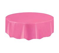Unique Party Plastic Tablecover Tovaglia Plastificata Rotonda, Rosa (Shocking)