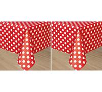 Unique - Tovaglia plastificata 50262 - Pois rossi 1,37x2,74 m - Confezione da 1
