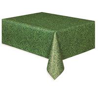 Unique- Tovaglia di Plastica-2,74 m x 1,37 m-Disegno Dell'Erba Verde, Green, 50273