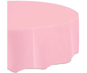 Unique Party 50382 - Tovaglia Plastificata Rotonda Rosa Confetto, 2,13 m