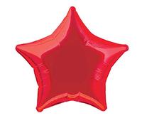 Unique Party 53323 - 50 cm Palloncino a Elio in Foil a Forma di Stella Color Rosso