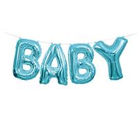 Unique Party 53686 - Palloncino in stagnola blu, 35,6 cm, con scritta "Baby Letter", taglia unica
