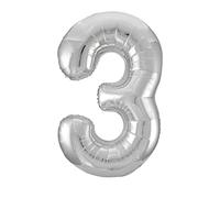 Unique Party - 53823 - Palloncino Gigante - Numero 3 - 86cm - Argento