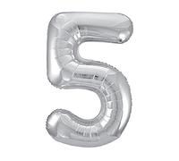 Unique Party - 53825 - Palloncino Gigante - Numero 5 - 86cm - Argento