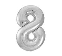 Unique Party - 53828 - Palloncino Gigante - Numero 8 - 86cm - Argento
