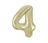 Unique Party - 53834 - Palloncino Gigante - Numero 4 - 86cm - Dorato , Modelli/Colori Assortiti, 1 Pezzo